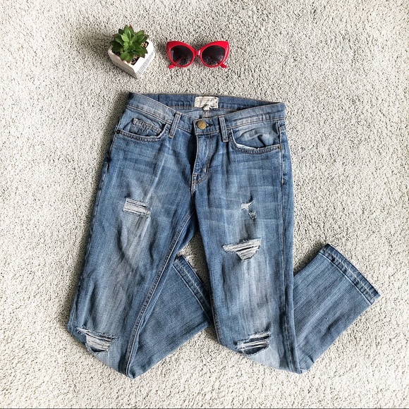 Current/Elliott Denim - CURRENT/ELLIOTT Raw Hem Cropped Straight Jean 24